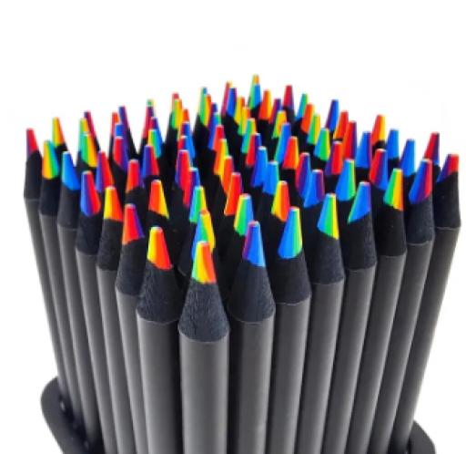 10 Pcs Colored Black Wood Pencils, 7 in 1 Rainbow Drawing Pencil. for