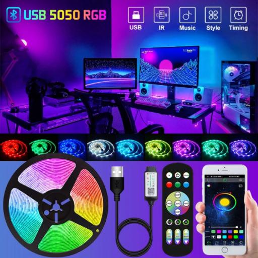 Tape Bluetooth USB LED Strip  5 meter rgb light remote control 15 feet